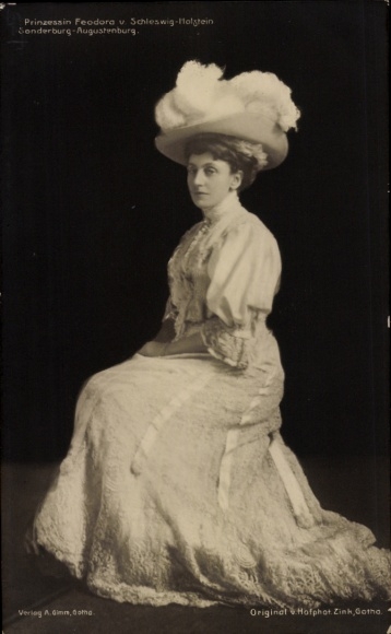 Ak Prinzessin Feodora von Schleswig-Holstein-Sonderburg-Augustenburg, Portrait, Hut