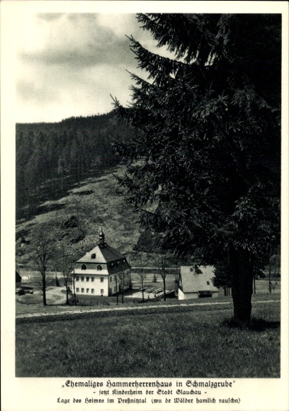 Ak Schmalzgrube Jöhstadt im Erzgebirge Sachsen, Hammerherrenhaus, Kinderheim, Preßnitztal