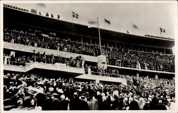 Postcard Berlin, Reichssportfeld, Olympic Stadium, Führer's Lodge, Opening of the 1936 Olympic Games
