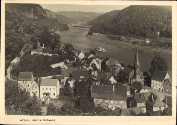 Ak Wehlen an der Elbe Sachsen, Gesamtansicht, Elbtal