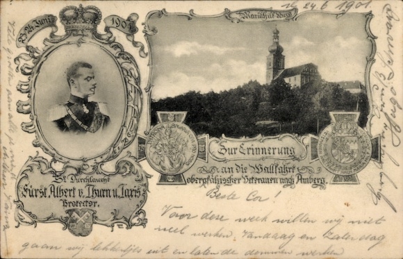 Postcard Amberg in der Oberpfalz Bavaria, Prince Albert von Thurn und Taxis