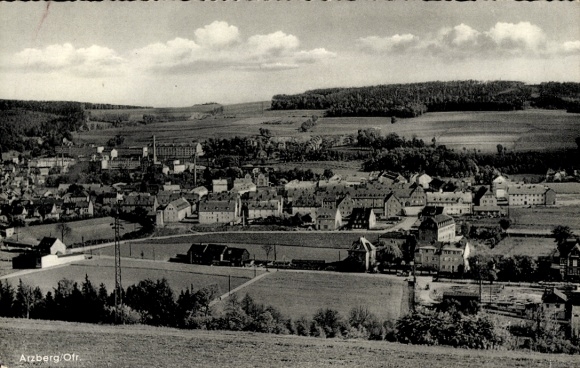Postcard Arzberg in Upper Franconia, general view