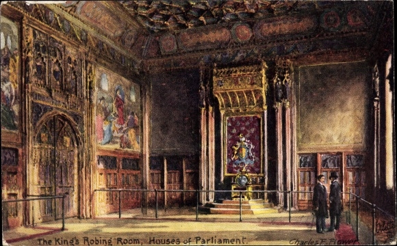Artist Postcard Flower, C., London City England, The King's Robing Room, Houses of Parlament, Tuck 7906
