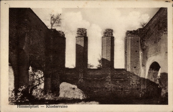 Postcard Himmelpfort Fürstenberg an der Havel, monastery ruins, ruin architecture, black and white photography
