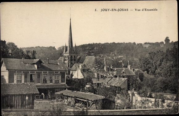 Postcard Jouy en Josas Yvelines, overview, bell tower