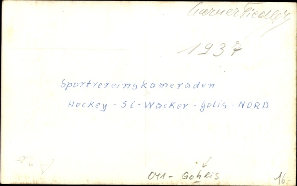 Photo Postcard Gohlis Leipzig in Saxony, sports club comrades Hockey SC Wacker Gohlis North 1937