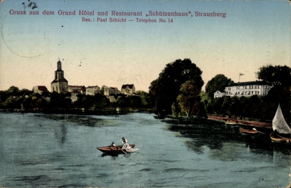 Ak Strausberg in der Mark, Grand Hotel und Restaurant Schützenhaus, Inh. Paul Schicht
