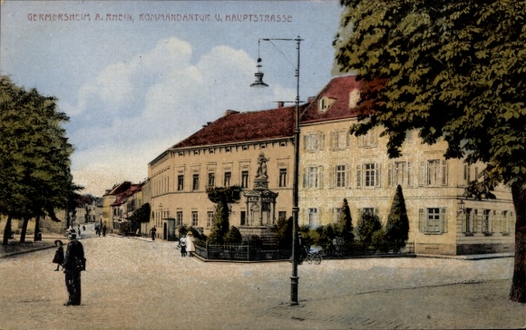 Postcard Germersheim am Rhein, Germersheim am Rhein, Commandant's Office, Main Street, historical architecture