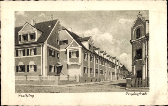 Postcard Plattling in Lower Bavaria, Preysingstraße