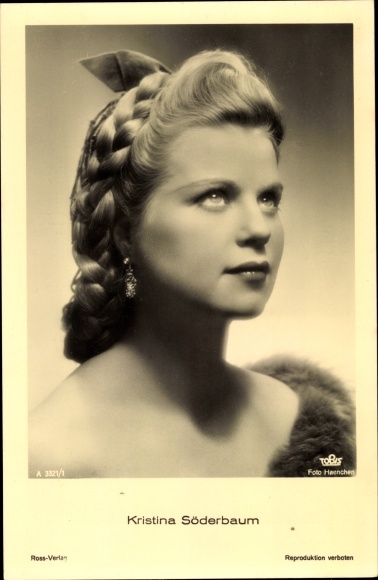 Postcard actress Kristina Söderbaum, portrait with braided hairstyle