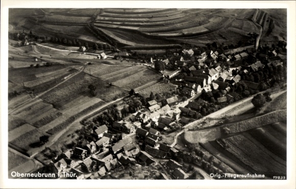Postcard Oberneubrunn Schleusegrund in Thuringia, aerial photograph