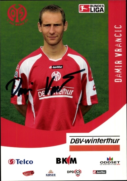Autograph card footballer Damir Vrancic, 1. FSV Mainz 05