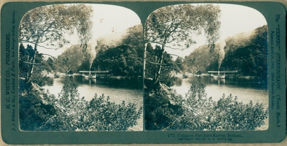 Stereo photo Scotland, Trossachs Pier, Loch Katrine