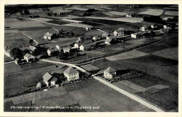 Postcard Vordersarling Unterdietfurt Lower Bavaria, aerial photograph