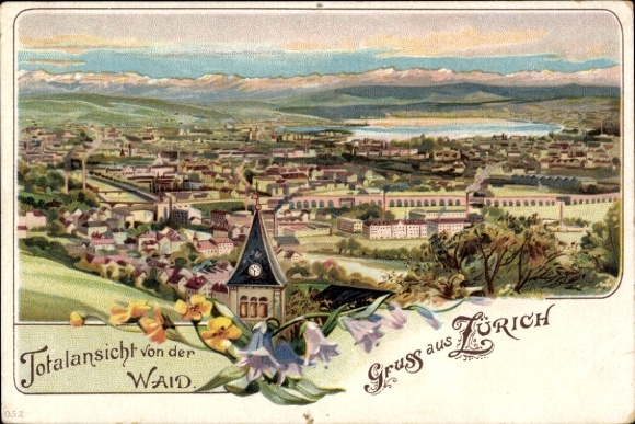 Chromo-Litho Zurich, Panorama, Waid