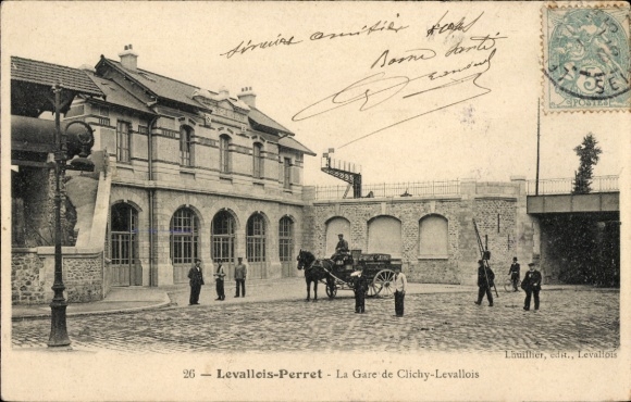 Postcard Levallois Perret Hauts de Seine, train station