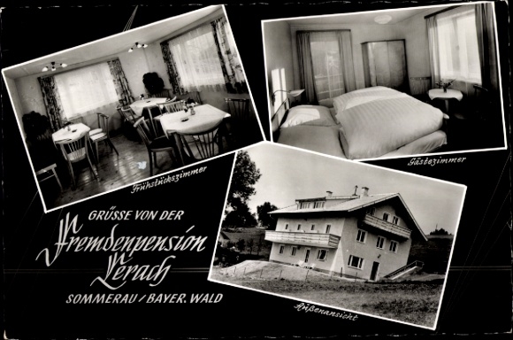 Ak Sommerau Lohberg im Bayerischen Wald, Pension Lerach, Innenansichten
