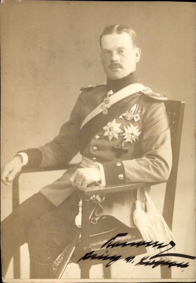Photo Franz von Bayern, portrait in uniform, autograph