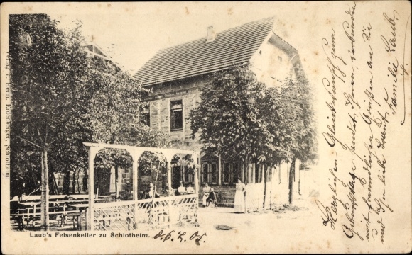 Postcard Schlotheim in Thuringia, Laub's Felsenkeller