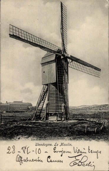 Postcard Wenduine Wenduyne De Haan West Flanders, windmill