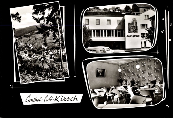 Ak Frammersbach im Spessart Unterfranken, Gasthof, Café, Pension Kirsch, Ortsblick