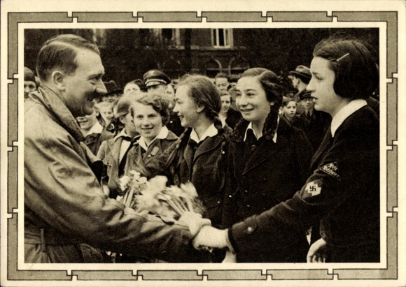 Postal stationery Postcard Führer and Reich Chancellor Adolf Hitler, well-wishers, BDM