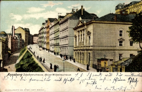 Ak Annaberg Buchholz Erzgebirge, Pöhlberg, Annaberg Scheibnerstrasse, Kaiser Wilhelmstrasse, S...