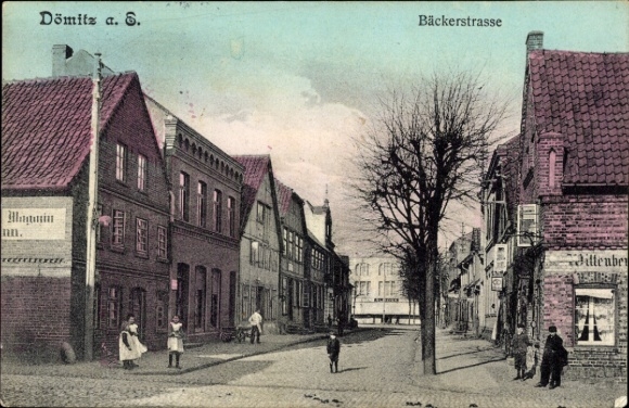 Postcard Dömitz on the Elbe Mecklenburg, Bäckerstraße