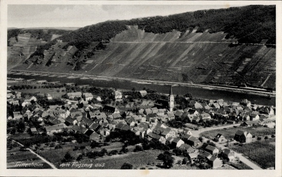 Postcard Trittenheim on the Moselle, aerial photograph