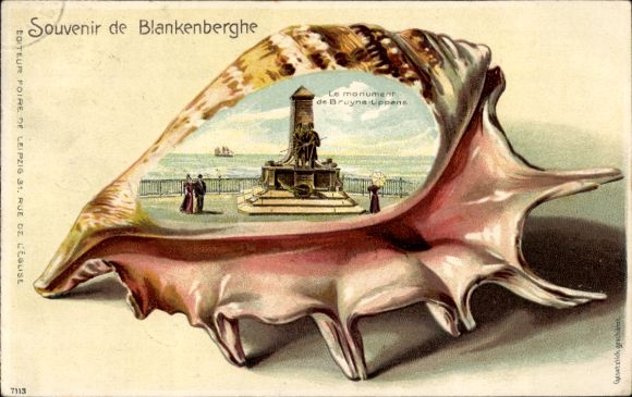 Muschel Litho Blankenberghe Blankenberge Westflandern, Monument Bruyns Lippens