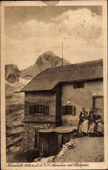 Ak Zugspitze, Knorrhütte, Plattspitze, Berglandschaft, Wanderer, Alpenverein