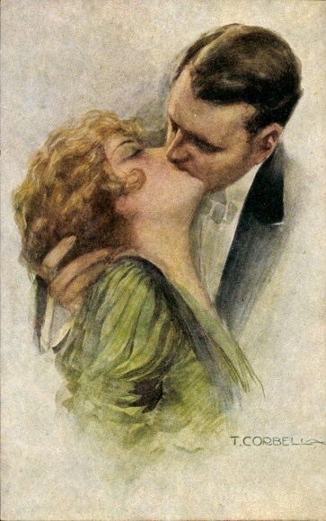 Artist Postcard Corbella, T., kissing lovers