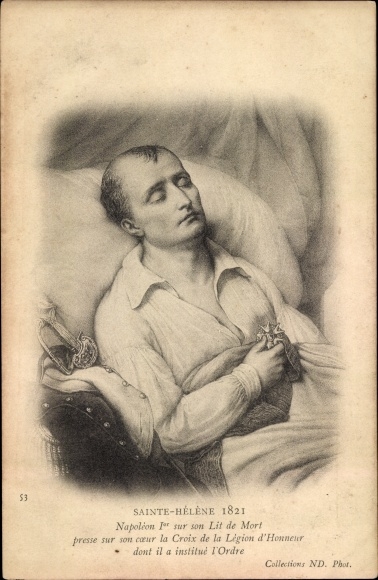 Postcard Sainte Helene, Napoleon Bonaparte on his Deathbed 1821