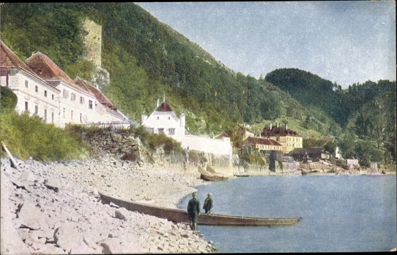 Postcard Sarmingstein St. Nikola Upper Austria, banks of the Danube