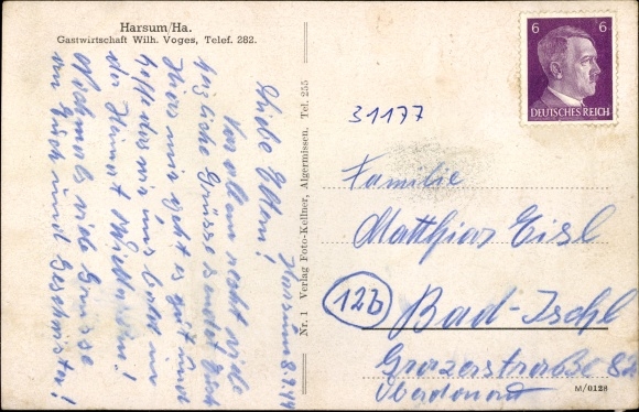 Postcard Harsum in Lower Saxony, inn, garden party