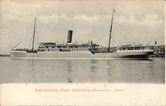 Ak Rotterdamsche Lloyd, Dubbel-Schroef-Mailstoomschip Sindoro