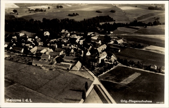 Ak Melaune in Lausitz, luchtfoto, dorpsgezicht, 1940