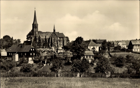 Postcard Mahlsdorf Salzwedel in the Altmark, partial view, church