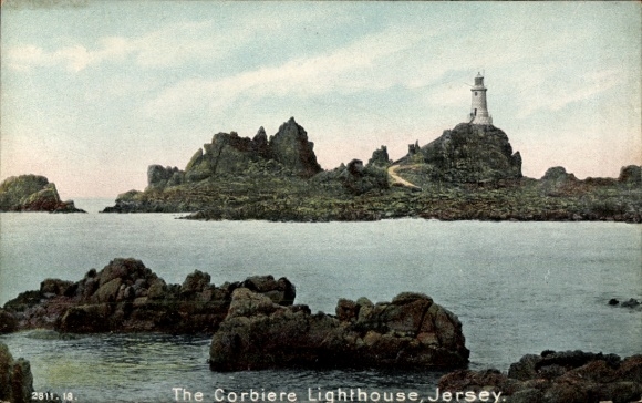 Glitter Postcard Jersey Channel Islands, The Corbiere Lighthouse