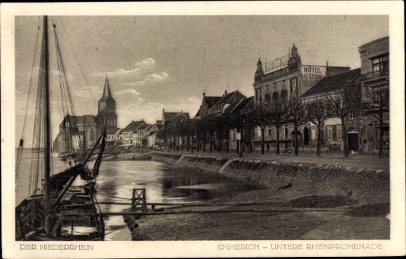 Postcard Emmerich am Niederrhein, Lower Rhine Promenade