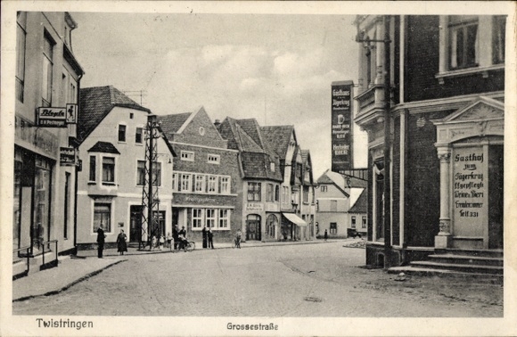 Postcard Twistringen Lower Saxony, Grossestraße, buildings, advertising and street signs