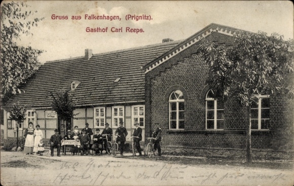 Postcard Falkenhagen Pritzwalk in the Prignitz, Gasthof Carl Reeps