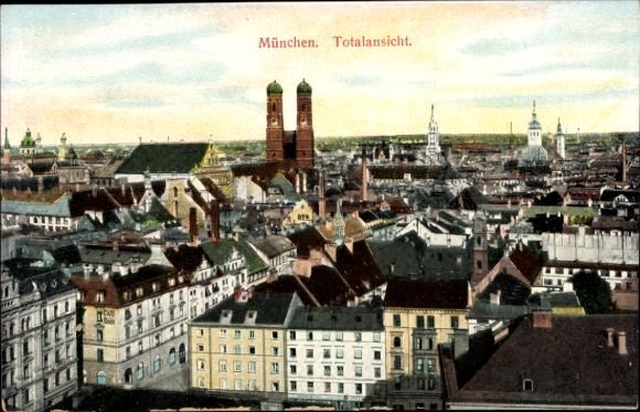 Munich map, general view, Frauenkirche