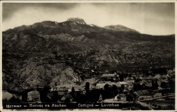 KP Cetinje Czarnogóra, widok na górę Lovćen, widok na miasto Cetinje
