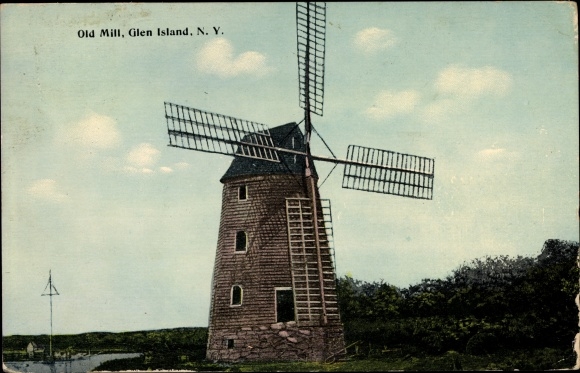 Postcard Glen Island New York USA, Old Mill, Park, Windmill