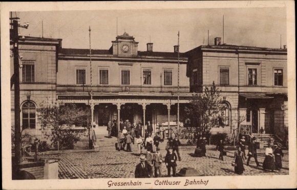 Ansichtkaart Großenhain in Saksen, treinstation Cottbus