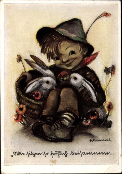 Artist PC Hummel, Berta, Happy Together, Boy, Rabbit, No. 4950