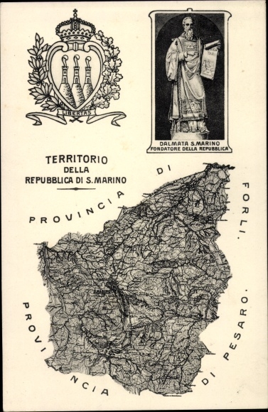 Mapy KP San Marino, Territorio della Repubblica, Dalmata S. Marino, Provincia di Forli, Pesaro
