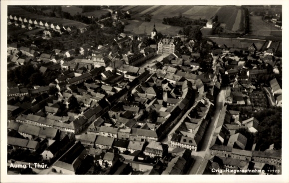 Ak Auma in Thüringen, Fliegeraufnahme