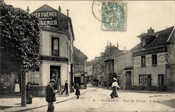 Ak Clamart Hauts de Seine, Historische Straße, Gebäude mit Fenster, Werbung für Weine und Flei...